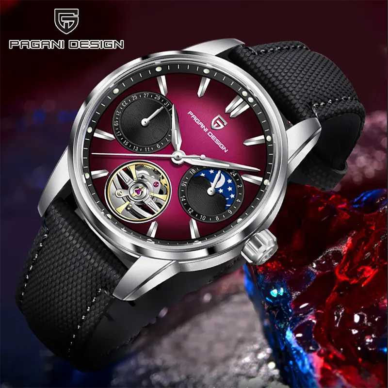 Pagani Design Tourbillon Moonphase Purple Dial Men's Watch- PD-YS021